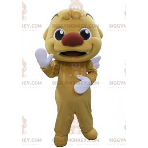 BIGGYMONKEY™ Mascot Costume Very Smiling Yellow Man With Wings