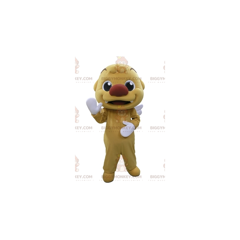 BIGGYMONKEY™ Mascot Costume Very Smiling Yellow Man With Wings