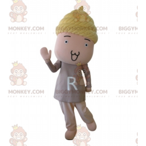 BIGGYMONKEY™ Mascot Costume Baby Doll Pink with Yellow Hair -