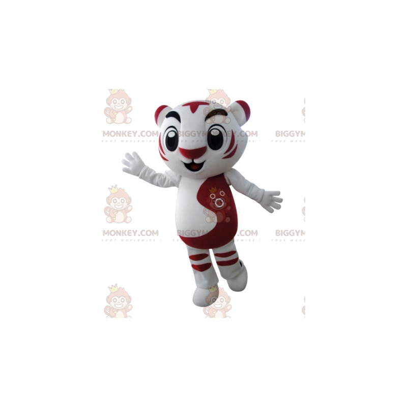 Costume mascotte BIGGYMONKEY™ tigre bianca e rossa di grande Costume mascotte BIGGYMONKEY™ tigre bianca e rossa di grande