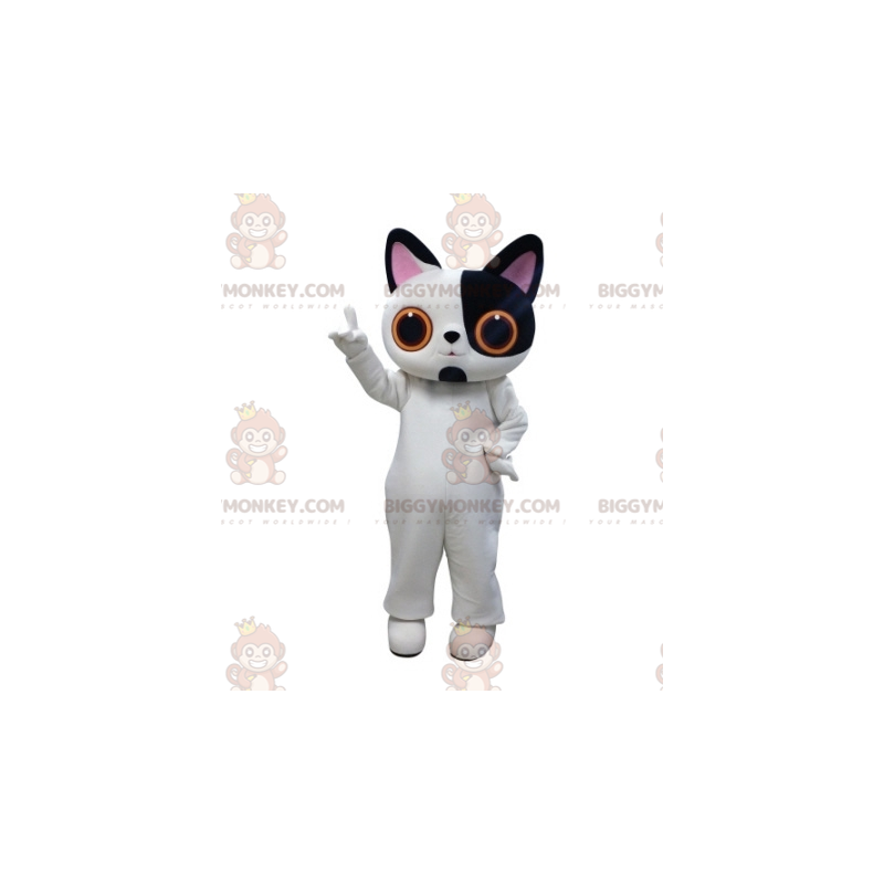 Big Eyes White and Black Cat BIGGYMONKEY™ Mascot Costume -