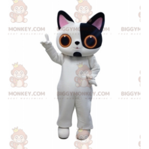Big Eyes White and Black Cat BIGGYMONKEY™ Mascot Costume -