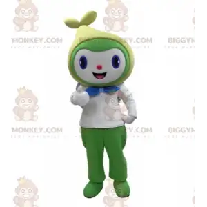 Green and White Smiling Snowman BIGGYMONKEY™ Mascot Costume -