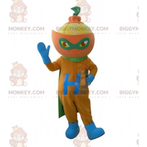 Kostým s maskotem BIGGYMONKEY™ s mandarinkou v superhrdinském