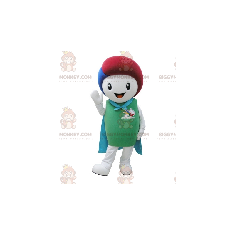 BIGGYMONKEY™ Costume da mascotte pupazzo di neve bianco e verde BIGGYMONKEY™ Costume da mascotte pupazzo di neve bianco e verde