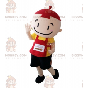 Colorful Little Boy BIGGYMONKEY™ Mascot Costume with Bib –