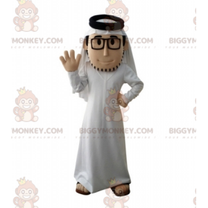 Bebaarde Sultan BIGGYMONKEY™ mascottekostuum met witte outfit