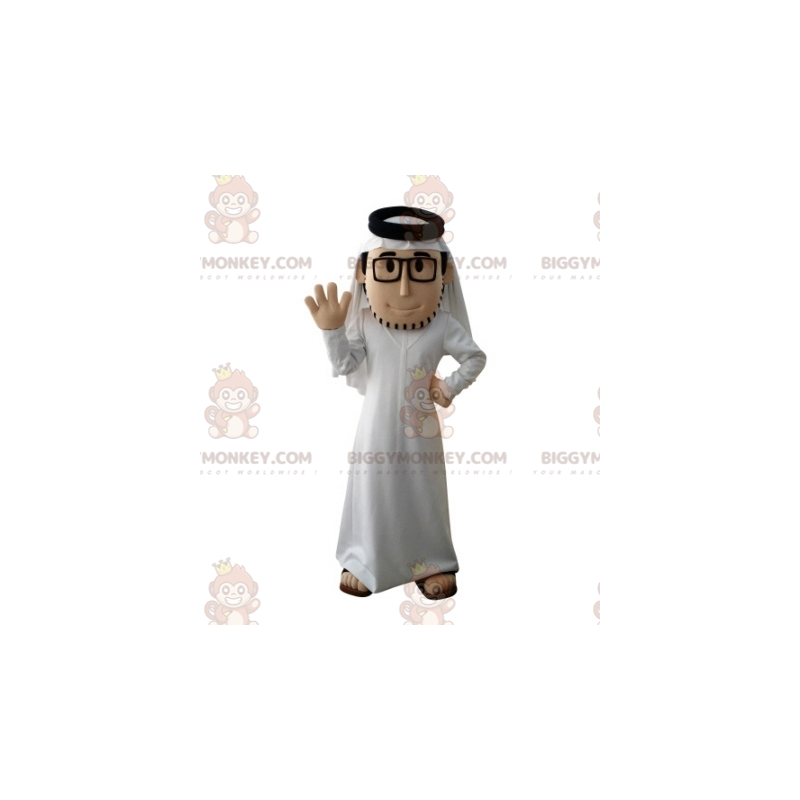 Costume de mascotte BIGGYMONKEY™ de sultan barbu avec une tenue Costume de mascotte BIGGYMONKEY™ de sultan barbu avec une tenue