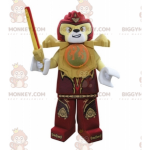 Lego BIGGYMONKEY™ Mascot Costume Yellow & Red Tiger With Sword - Tiger mascots - BIGGYMONKEY_05391 - BiggyMonkey.com
