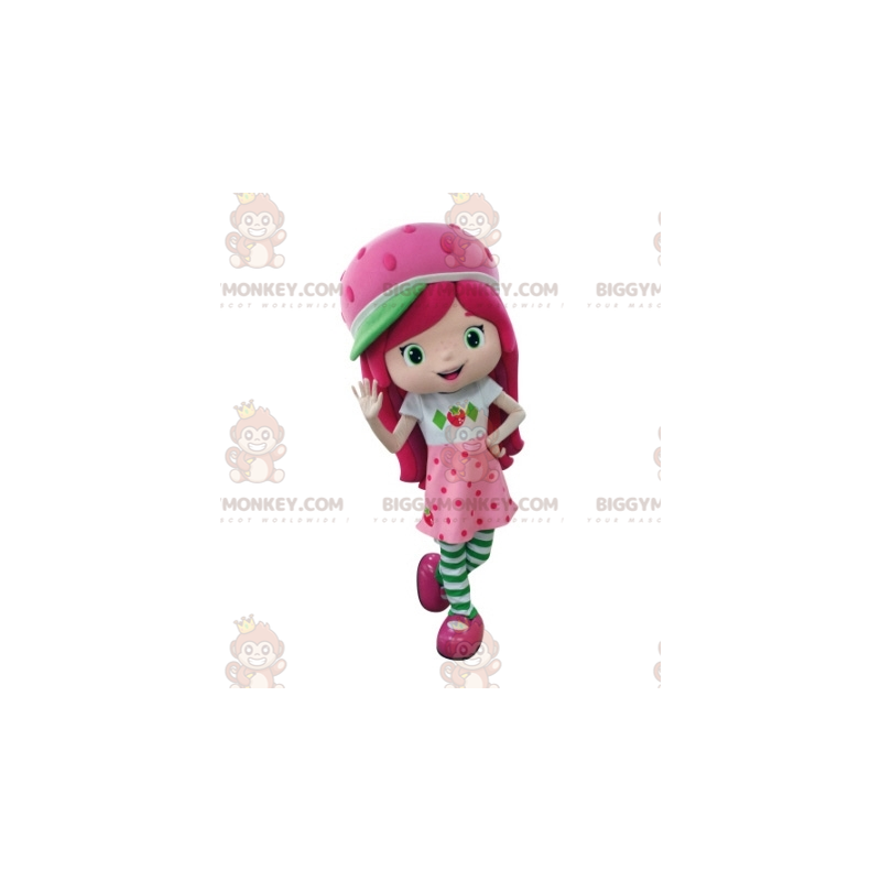 BIGGYMONKEY™ Strawberry Shortcake Famous Girl Pink Mascot