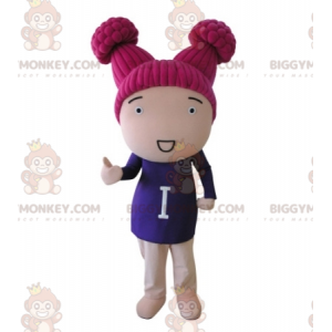 Dívčí panenka v kostýmu maskota BIGGYMONKEY™ s růžovými vlasy –