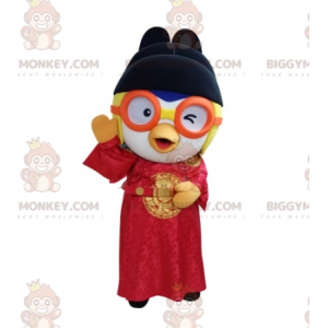 Bird BIGGYMONKEY™ Mascot Costume Asian Outfit With Glasses -