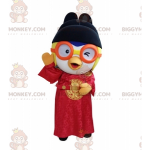 Bird BIGGYMONKEY™ Mascot Costume Asian Outfit With Glasses -