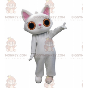 Costume de mascotte BIGGYMONKEY™ de chat blanc avec de grands