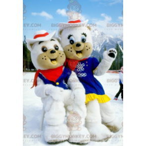 2 BIGGYMONKEY's witte berenmascottes verkleed als cowboys -