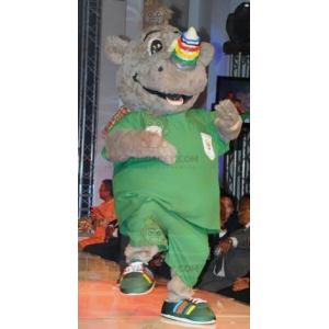 Smiling Gray Rhino BIGGYMONKEY™ Mascot Costume - Biggymonkey.com