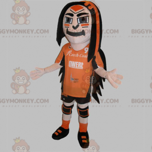 BIGGYMONKEY™ Maskotdräkt Sportsman klädd i orange och svart - Sport maskot - BIGGYMONKEY_05517 - BiggyMonkey.com