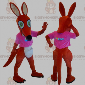 BIGGYMONKEY™ Mascot Costume Red & White Kangaroo With Pink Tee