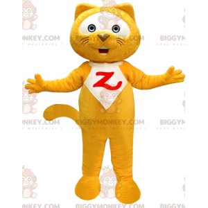 Αστεία γιγάντια κίτρινη και λευκή γάτα BIGGYMONKEY™ μασκότ