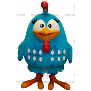 Costume de mascotte BIGGYMONKEY™ de gros oiseau bleu et blanc
