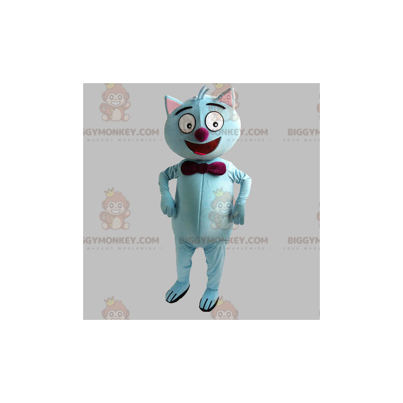 BIGGYMONKEY™ Costume da mascotte Gatto blu con papillon rosso -