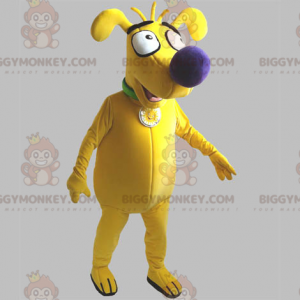 Divertido y lindo disfraz de mascota de perro amarillo