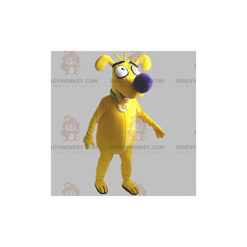 Hauska ja söpö keltainen koiran BIGGYMONKEY™ maskottiasu - Hauska ja söpö keltainen koiran BIGGYMONKEY™ maskottiasu -
