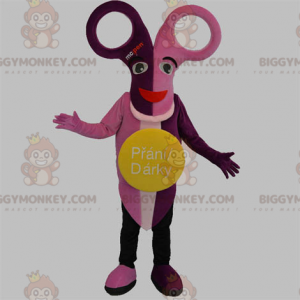 Różowo-fioletowy kostium maskotki nożyczki BIGGYMONKEY™ -
