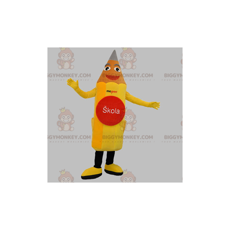 Kæmpe smilende gul blyant BIGGYMONKEY™ maskotkostume - Kæmpe smilende gul blyant BIGGYMONKEY™ maskotkostume -