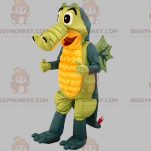 Costume de mascotte BIGGYMONKEY™ de crocodile gris vert et