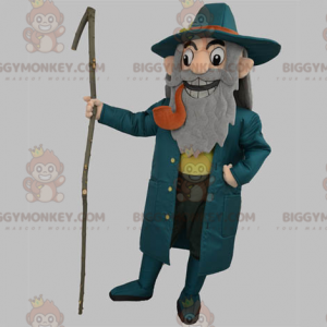 BIGGYMONKEY™ Captain Old Man Mascot Costume Wearing Blue With
