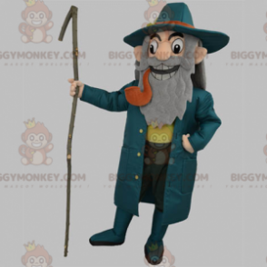 BIGGYMONKEY™ Kapten Old Man Maskotdräkt klädd i blått med pipa - Maskot för män - BIGGYMONKEY_05550 - BiggyMonkey.com