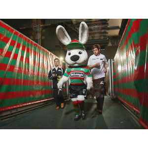 Big White Rabbit BIGGYMONKEY™ mascottekostuum in sportkleding -