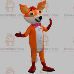 Orange and White Fox BIGGYMONKEY™ Mascot Costume with Bow Tie -