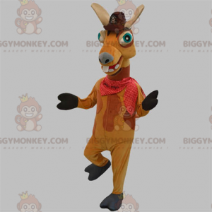 Bruine lama kameel BIGGYMONKEY™ mascottekostuum met hoed -