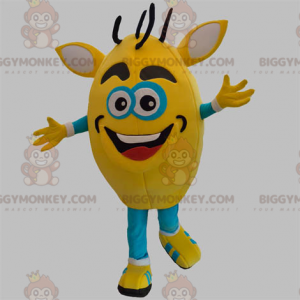 BIGGYMONKEY™ mascot costume of yellow and blue snowman. Monster