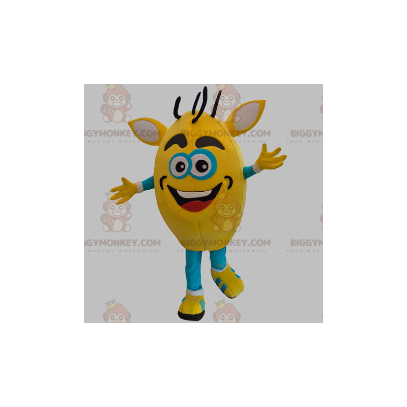Kostium maskotki BIGGYMONKEY™ z żółtego i niebieskiego bałwana. Kostium maskotki BIGGYMONKEY™ z żółtego i niebieskiego bałwana.
