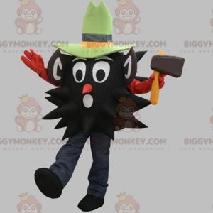 BIGGYMONKEY™ Black Lumberjack Mascot Costume With Hat -