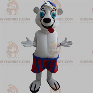 IJsbeer BIGGYMONKEY™-mascottekostuum steekt tong uit met shirt