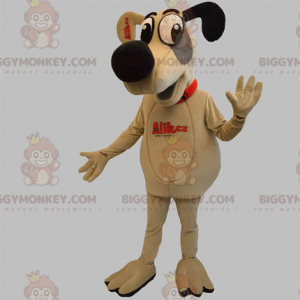 BIGGYMONKEY™ plysch hundmaskotdräkt Beige grå och svart -