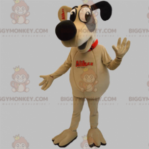 BIGGYMONKEY™ Plush Dog Mascot Costume Beige Gray and Black –