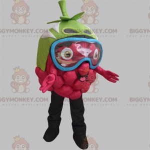 Kæmpe hindbær BIGGYMONKEY™ maskotkostume med øjenmaske -
