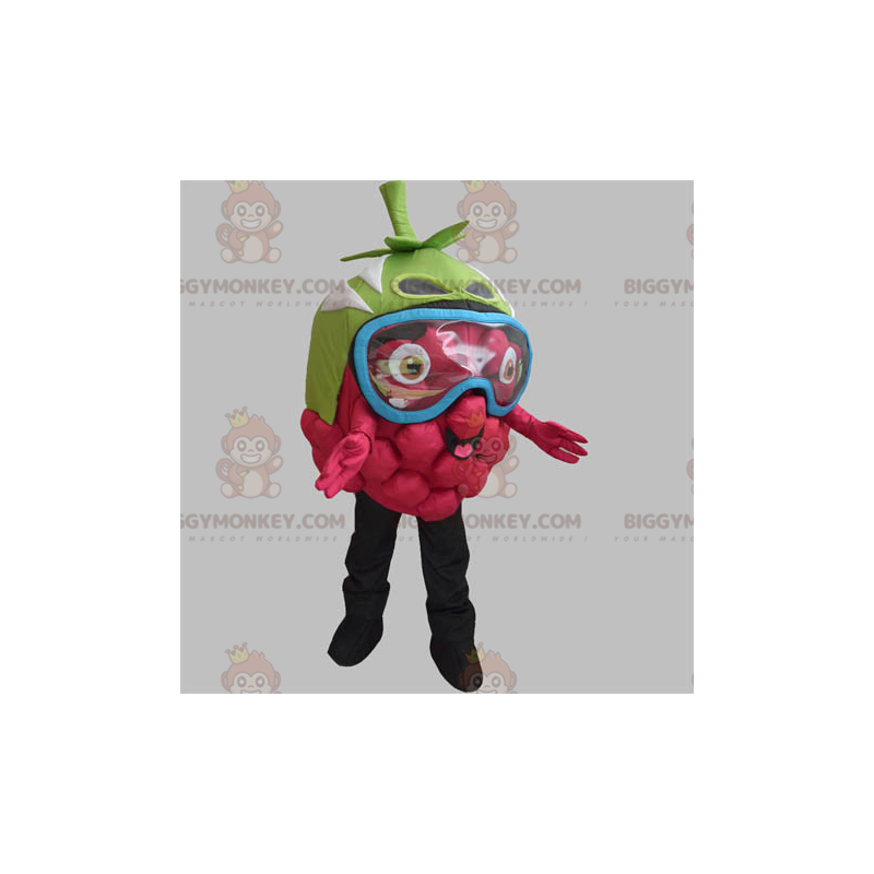 Giant Raspberry BIGGYMONKEY™ Maskottchen-Kostüm mit Augenmaske - Fruchtmaskottchen - BIGGYMONKEY_05573 - BiggyMonkey.com