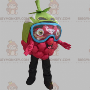 Giant Raspberry BIGGYMONKEY™ Maskottchen-Kostüm mit Augenmaske - Fruchtmaskottchen - BIGGYMONKEY_05573 - BiggyMonkey.com