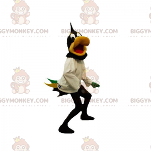 BIGGYMONKEY™ mascot costume of black and yellow duck. Daffy