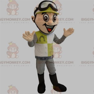 Jockey BIGGYMONKEY™ Maskottchenkostüm mit Helm und Schutzbrille