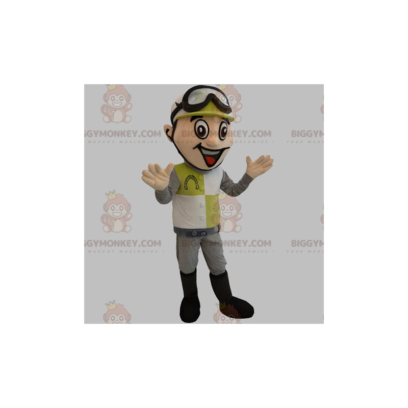 Jockey BIGGYMONKEY™ maskotdräkt med hjälm och glasögon - Jockey BIGGYMONKEY™ maskotdräkt med hjälm och glasögon -