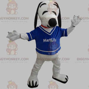 Vit och svart hund BIGGYMONKEY™ maskotdräkt. Snoopys