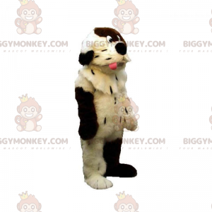 Soft and Furry White and Brown Dog BIGGYMONKEY™ Mascot Costume