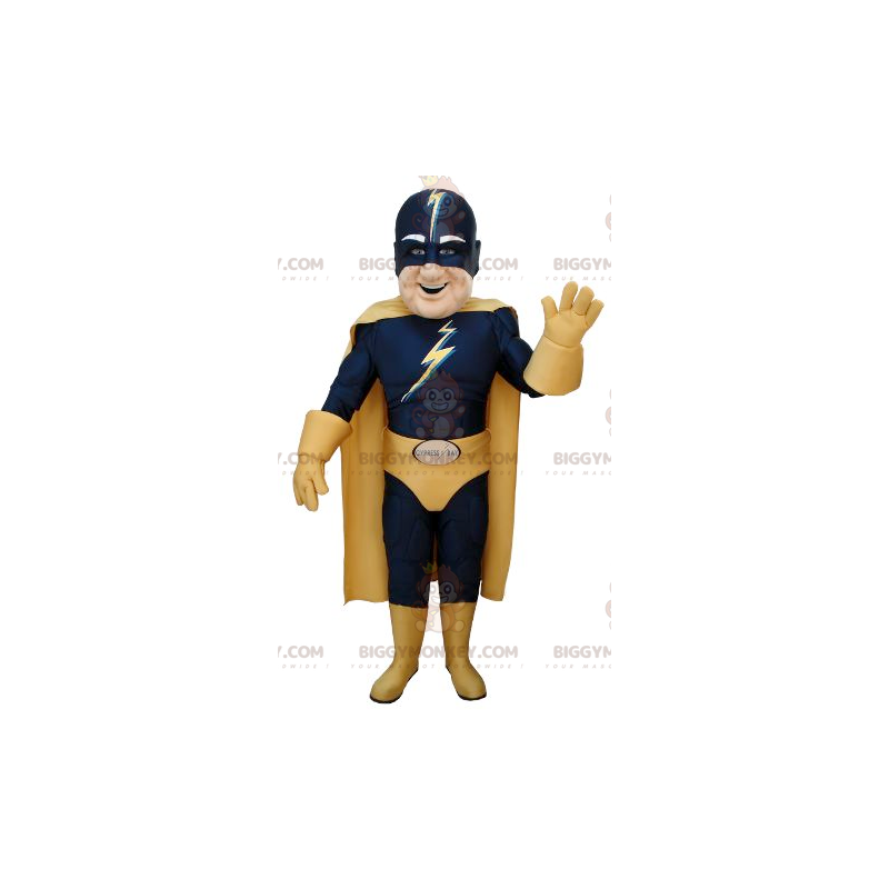 Costume de mascotte BIGGYMONKEY™ de super-héros en tenue bleue Costume de mascotte BIGGYMONKEY™ de super-héros en tenue bleue